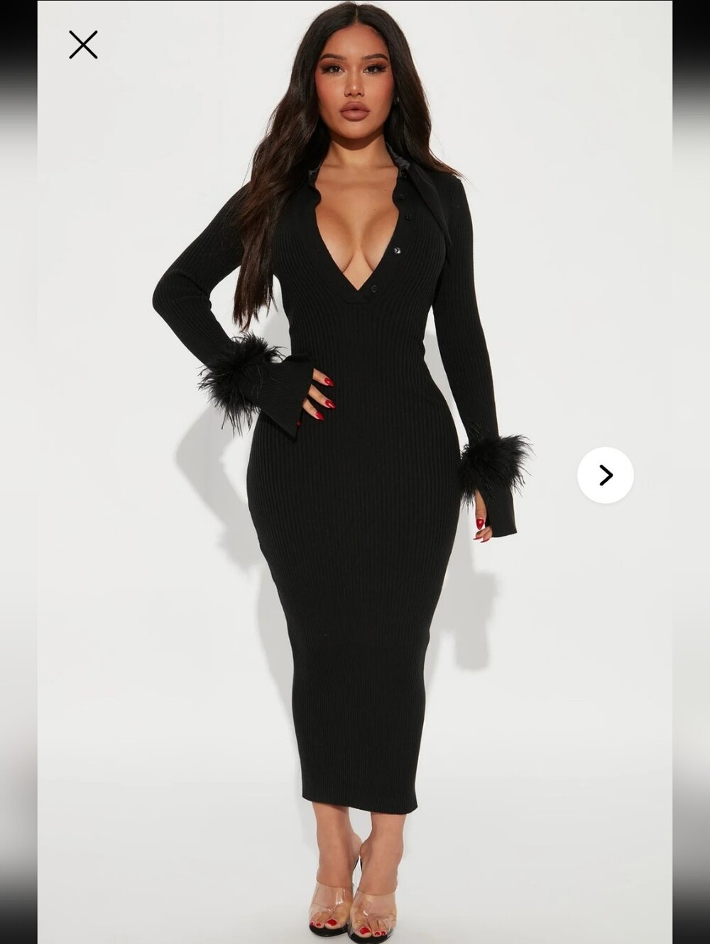 Raelynn Sweater Midi Dress in black from Fashion Nova
